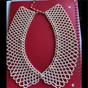 Vintage Off White Beaded Collar Necklace